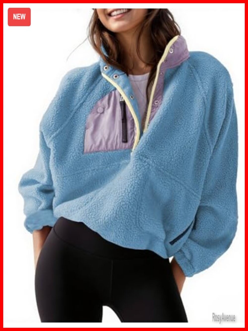 Women's Lightweight Fleece Pullover Jacket Cropped Fuzzy Sherpa Coat